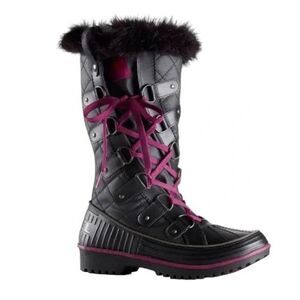 Sorel Tivoli Twist Winter Waterproof Boots Black Purple Size 8 Snow Winter